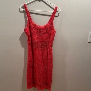 Yoana Baraschi Coral-Red Lace Dress